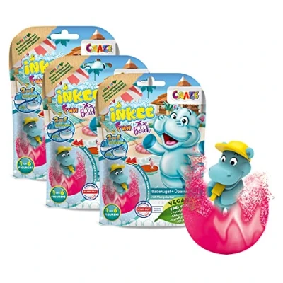 Imagen de INKEE Bombas de Baño Infantiles con Sorpresa Interna, Aroma a Sandía y Figuritas Coleccionables, Paquete 3