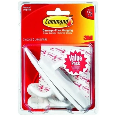 Imagen de Gancho Command de uso grande 17003ES, color blanco, 1 gancho, 2 tiras, 17003 VP 3PK