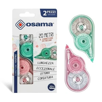 Imagen de Osama Cinta Correctora Blanca, Pack 2 Piezas, 20 M Set Cintas Correctoras Ideal para Material Escolar y Papeleria Oficina, Útil Borrar Escribir de Inmediato con Alta Cobertura, Pastel
