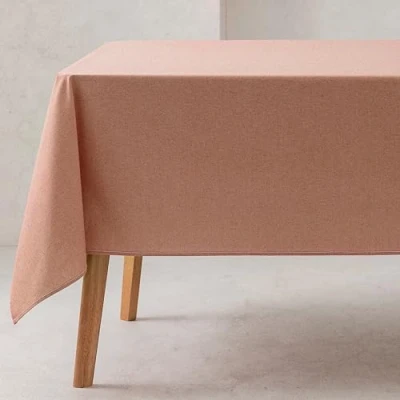 Imagen de GAMUSI Mantel Liso Tela algodón orgánico Impermeable Antimanchas Rectangular Color Teja 140x180 cm