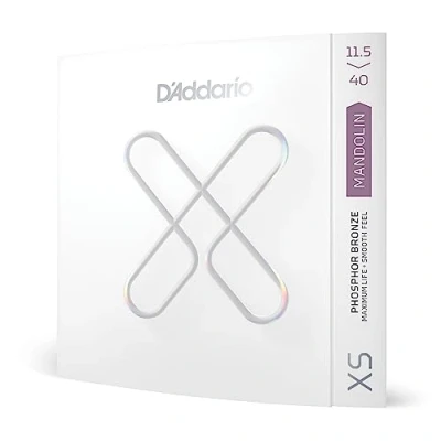 Imagen de D&#039;Addario cuerdas de mandolina recubiertas XS bronce fósforo para 8 Máxima vida, tacto suave XSM11540 Medio personalizado, 11.5 40