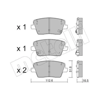 Imagen de METELLI 22 1242 0 Juego de pastillas freno con avisador acústico desgaste HYUNDAI: i30 III Hatchback, Kona SUV, Fastback