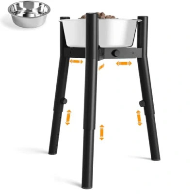 Imagen de ADENGL Soporte Elevado para Cuencos Perros medianos y Grandes, Cuenco de Comida Agua Mascotas, Alto Perros, Ancho Ajustable 7 a 10.7 Pulgadas, Altura