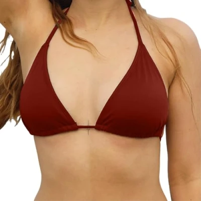 Imagen de MYLILY Top de Bikini triangulo Rojo Mujer Sexy Negro Parte Arriba (L)