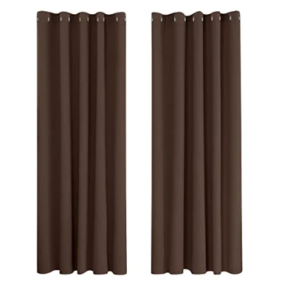 Imagen de Deconovo Cortinas Opacas 2 Piezas para Dormitorio Salón Modernas, Aislantes Térmicas y Reducción de Ruido, EcolóGicas Certificadas,168 x 229 cm Marrón