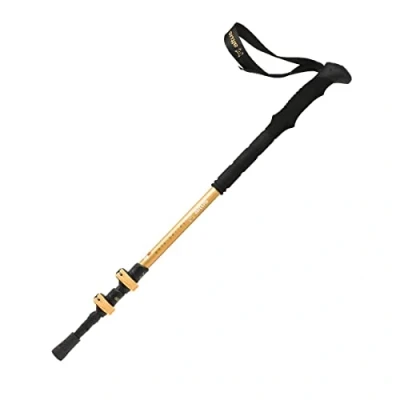 Imagen de BOJ Bastones telescópicos de Trekking 3 tramos Regulables Par Punta Widia Aluminio Amarillo Claro Adulto Unisex Para hombre y mujer