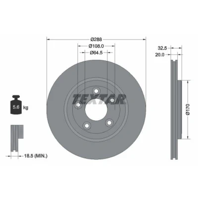 Imagen de Disco de freno TEXTAR 92099100 volver/ventilado/1 pieza
