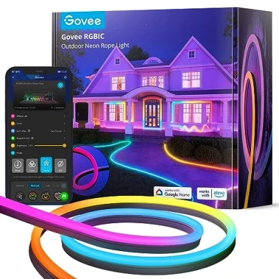 Imagen de Govee Tira de LED Neón 10m RGBIC IP67 a Prueba Agua con Control Aplicación y Segmento para Exteriores