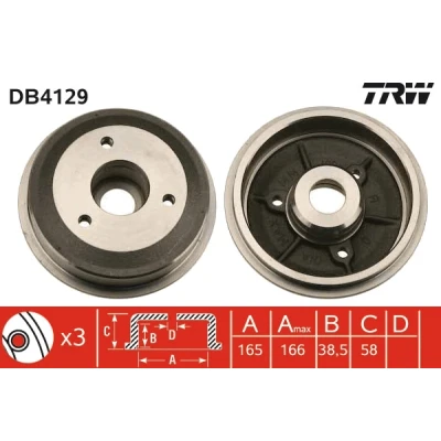 Imagen de TRW DB4129 Tambor de Freno CITROËN: Saxo Hatchback, AX, PEUGEOT: 106 II I Hatchback