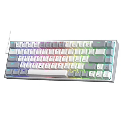 Imagen de Redragon K631 Teclado para Juegos RGB con Cable al 65%, 68 Teclas mecánico Intercambiable en Caliente Intercambio Caliente, PCB montado Placa Free Mod, Interruptor Lineal Rojo