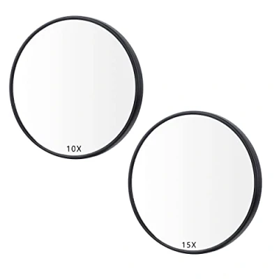 Imagen de Espejo Aumento 15X y 10X con Ventosa para Baño Espejos de Maquillaje Redondo sin Luz Viaje Portatil