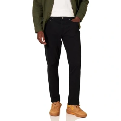 Imagen de Amazon Essentials Pantalón de Sarga Elástico con 5 Bolsillos y Ajuste Deportivo (Disponible en Talla Grandes Largos Especiales) Hombre, Negro, 28W / 32L