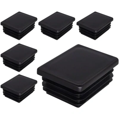 Imagen de SKIR&#039;CO 6 tapones rectangulares de plástico 40 x 50 mm, tapas tubo mate, insertos rectangulares, para postes valla, color negro RAL 9005