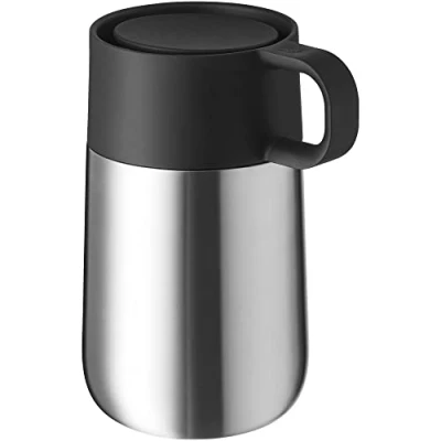 Imagen de WMF Impulse Termo Taza térmica, acero inoxidable, 300 ml, con cierre automático, apertura 360, mantiene las bebidas calientes 8 horas o frías 12 horas, color plata