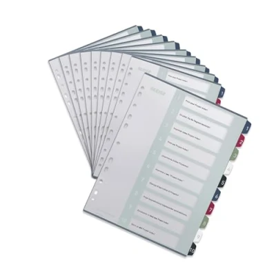Imagen de Leitz 12370000 Separadores para A4, 10 unidades, portada escribir en PC y separadores, con números del 1 al 10, ancho grande, blanco/multicolor, polipropileno, estilo,