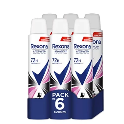 Imagen de Rexona Desodorante Aerosol Advance Protection Invisible Pure 72 h para mujer 200 ml Pack de 6