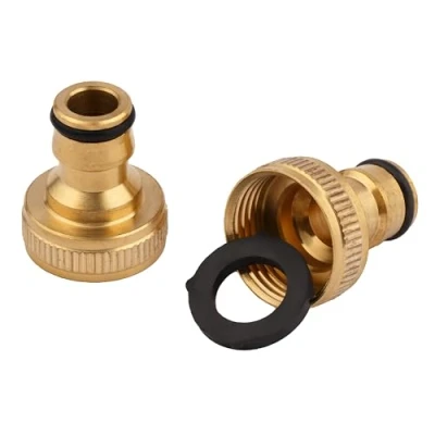 Imagen de MIVOS 2 Conectores de latón para grifos con Rosca Exterior BSP 3/4 Pulgadas (26,4 mm), Adaptador Grifo Acoplamiento rápido Manguera jardín, Fabricado en