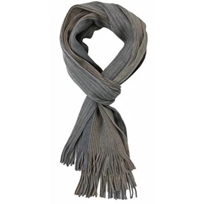 Imagen de Bufanda de punto para hombre Warm &amp; Soft Red Fox® Unisex Wool Striped Multi Multicolor (Gray Brown)
