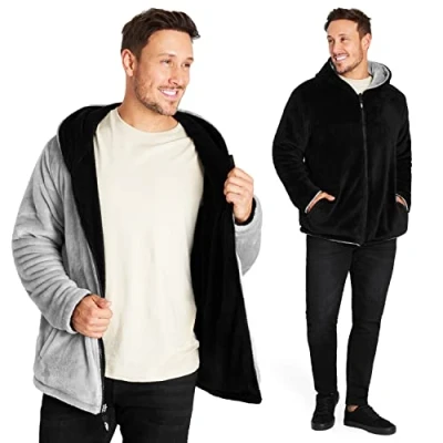 Imagen de CityComfort Sudaderas Hombre con Cremallera, Sudadera Reversible de Polar M 3XL (L, Negro)