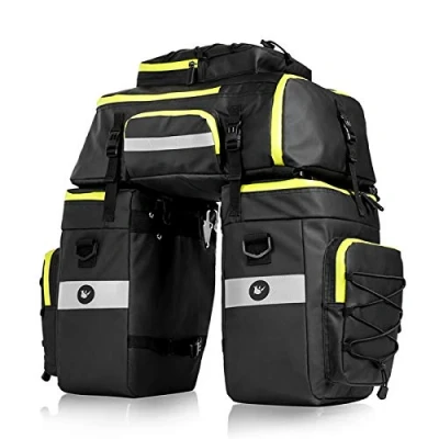 Imagen de BAIGIO Bolsa Bicicleta, 3 in 1 Alforja Maletero Impermeable, Compartimentos para Portaequipajes Asiento Trasero de Bicicleta Carretera, Juego Bolsas Bcicleta Pannier (Verde)