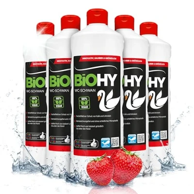 Imagen de BiOHY WC Cisne (6 botellas de 1 litro) Gloss Power Gel para una limpieza higiénica hasta el borde, con un agradable y duradero aroma fresco (WC Schwan)
