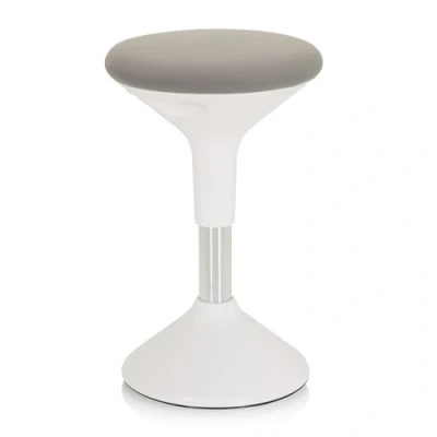 Imagen de hjh OFFICE 830095 Taburete de Trabajo Balance Sit II W Tela Blanco/Gris, con Efecto mecedor para un Respaldo Recto, ergonómico, Ajustable en Altura
