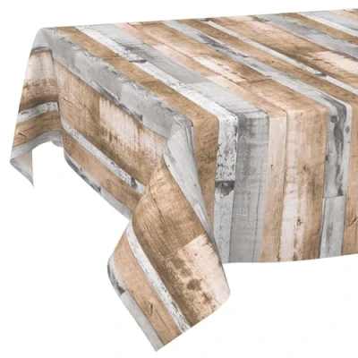 Imagen de ANRO Mantel de hule lavable con un trapo, diseño entablado, color gris marrón, 100 x 140 cm