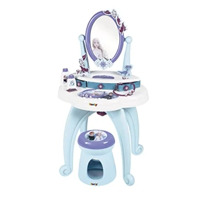 Imagen de Smoby Tocador Frozen de Juguete con Taburete, Incluye Espejo y Accesorios para Peinar, Adecuado a Partir 3 años (7600320244)