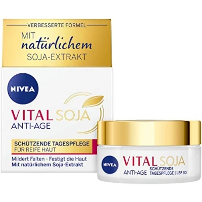Imagen de NIVEA VITAL soja protección del día FPS 30 (50 ml) Fórmula reafirmante con extracto de natural, hidratante alta para arrugas