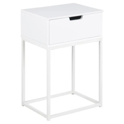 Imagen de AC Design Furniture Amalie Mesilla de Noche, Madera ingeniería Metal, White, L: 30 x W: 40 H: 61.5 cm