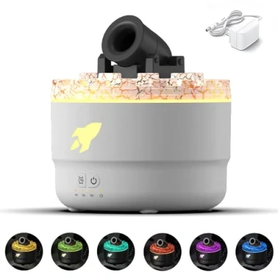 Imagen de difusor de aroma USB con cañones LED, humidificador Cannon, para aceites esenciales, juego llama, 7 colores, luz 3 temporizadores, 280 ml (blanco)