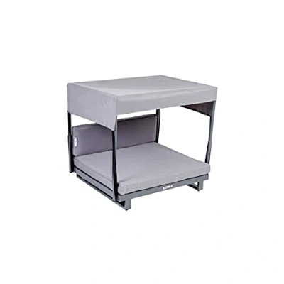 Imagen de Greemotion Cama para Perros de Aluminio con Techo y Cojines 100% Poliéster, Cesta Mascotas Cubierta, Aprox. 63 x 65 cm, Gris