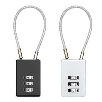 Imagen de YPYMOD 2 Piezas Candados Pequeños de Combinación 3 Digitos, Cable Con Código, Aleación Para Mochila, Tienda, Cremallera, Maleta, Gimnasio (Negro, Gris)