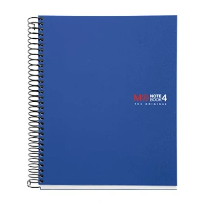 Imagen de Miquelrius Cuaderno Espiral Microperforado, Cubierta Polipropileno Opaco, Tamaño A6 105 x 148 mm, Sin Taladros, 140 Hojas de 70 g/m² y 4 Franjas Color, Cuadrícula 5 color Azul