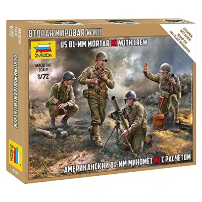 Imagen de Zvezda 6287 US 81mm Mortar w/Crew, Escala 1/72, Plastic Model Kit, ZS6287