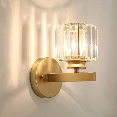 Imagen de Mengjay® Apliques de luz pared pantalla cristal diseño lujo moderno para dormitorio, sala estar, comedor, Aplique pared, Lámpara estilo (Dorado)