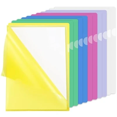 Imagen de Carpeta A4 para documentos A4, 6 colores, de plástico, transparente, guardar o organizar papeles, documentos, 31 x 22 cm, 12 unidades