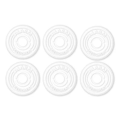 Imagen de iSecur 6 pegatinas con seguridad de alarma I transparente Ø 4 cm exterior adhesivo UV + resistente a la intemperie Advertencia sistema blanco hin_366