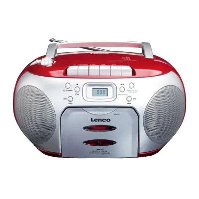 Imagen de Lenco boombox scd 420 red portable stereo fm radio with cd player and cassette A002469