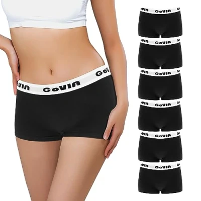 Imagen de Libella Calzoncillos tipo bóxer para mujer, paquete de 6 unidades, algodón, ZD3921, Black Pack, S