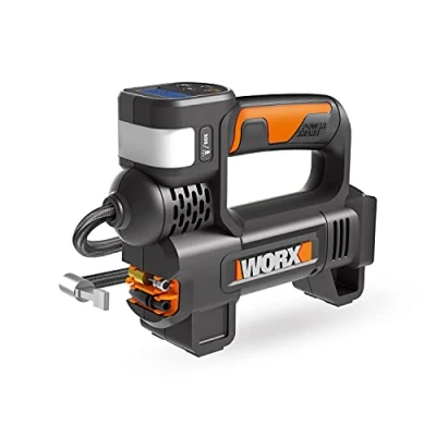 Imagen de Inflador y linterna 20V WORX PowerShare WX092 1 batería 2Ah cargador 4 Funciones, luz LED Boquillas de inflar para balones, bicicletas coches
