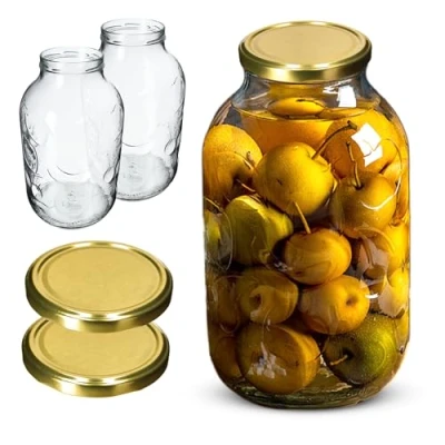 Imagen de KADAX Tarros de cristal para conservas (5 L, tapa rosca, 2 unidades), color dorado