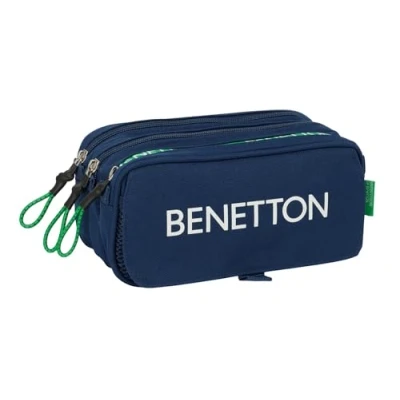 Imagen de Safta BENETTON GREEN Portatodo Triple Big, Estuche Infantil, Niño, Ideal para Niños en Edad Escolar, Cómodo y Versátil, Calidad Resistencia, 21.5x8x10 cm