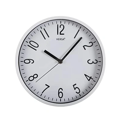 Imagen de Versa Raven Reloj de pared NUEVO MECANISMO y CALIDAD MEJORADA silencioso decorativo, para Cocina, Salón o Comedor Fácil leer, Medidas (Al x L An) 25 4,3 cm, Polipropileno, Color Blanco