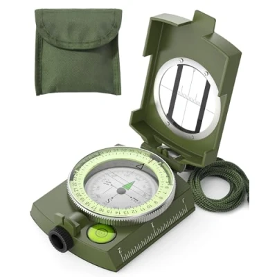 Imagen de Sportneer Brújula Militar con función Lensatic Bolsa de Transporte, Resistente al Agua, Verde