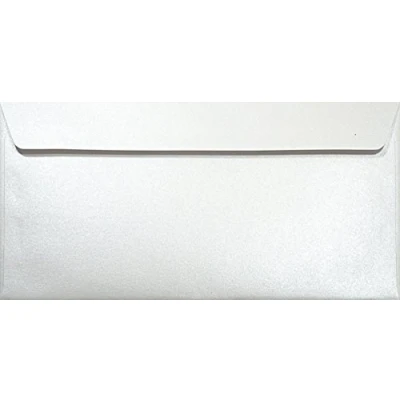 Imagen de Netuno 100 sobres largos blancos nacarados DIN DL 110x220mm 120g Majestic Marble White solapa recta autoadhesiva sin ventana metalizados americanos para invitaciones tarjetas de boda cartas facturas