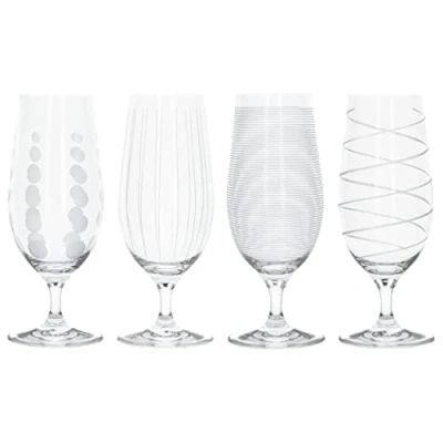 Imagen de Mikasa Cheers Vasos de Cerveza Artesanal, Cristal, Diseño Plateado, 460ml, Set 4