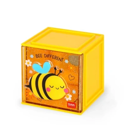 Imagen de Legami Cutie Cubes Caja de escritorio modular, Bee, organizador escritorio, almacenamiento, hoja pegatinas incluida, apilable, multifuncional, ABS, 90 x 100 cm