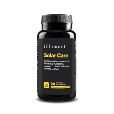 Imagen de Solar Care, con Calaguala (Polypodium leucotomos), Té Verde, Carotenoides, Selenio y Vit. A, C, D E, 90 Cápsulas Prepara la piel para el bronceado Zenement