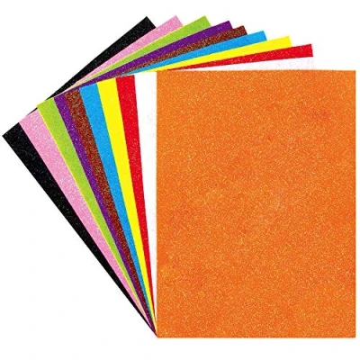 Imagen de Baker Ross AX296 Hojas De Fieltro Autoadhesivas Con Purpurina Paquete 10, Suministros Creativos Para Niños, Manualidades Y Decoraciones Temporada